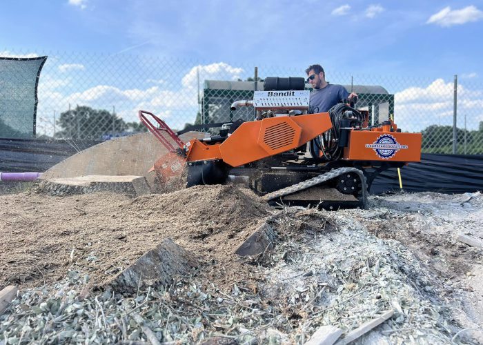 stump grinding being done by clearscape solutions